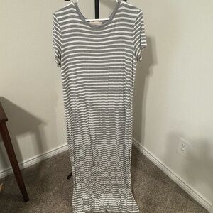 Striped Gray and White Women's Dress
